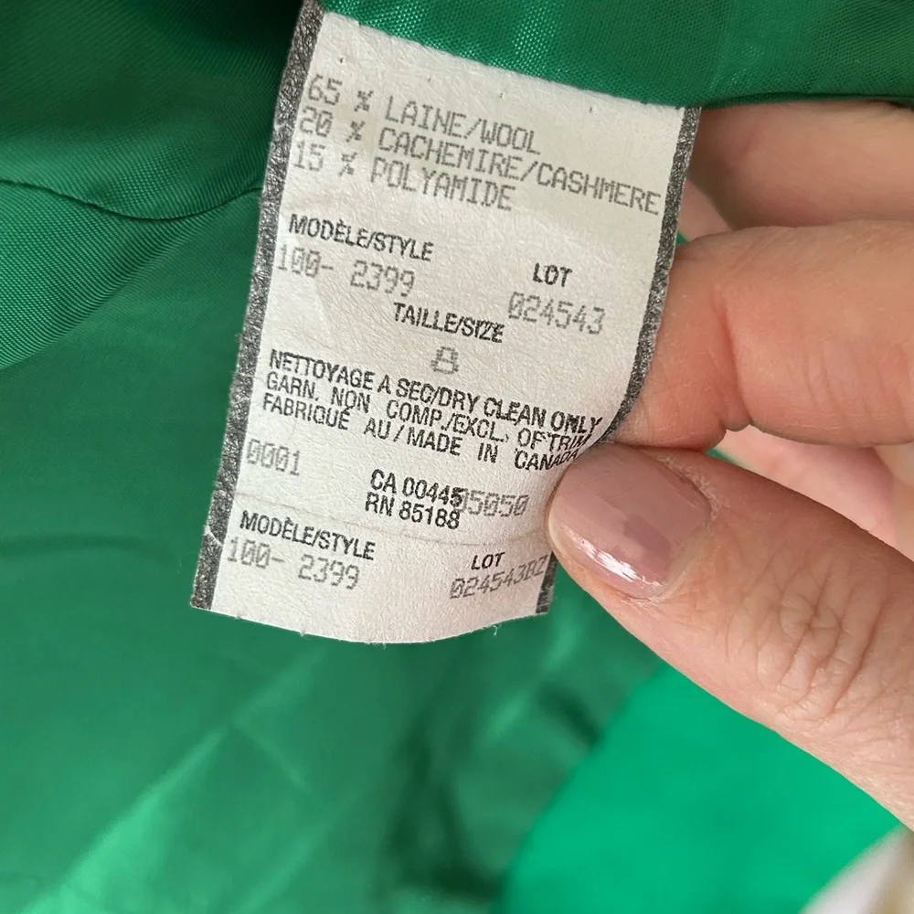 VTG Vibrant Green Women's Wool and Cashmere Blend Blazer - Picture 9 of 10